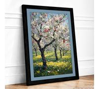 Spring Orchard in Bloom Botanical Framed Wall Art Print A2 (59.4×42cm) Black, Wall Decor for Living Room, Bedroom, Office & Home, Ready to Hang, Art Gift