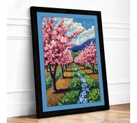 Spring Orchard in Bloom Botanical Framed Wall Art Print A4 (29.7×21cm) Black, Wall Decor for Living Room, Bedroom, Office & Home, Ready to Hang, Art Gift