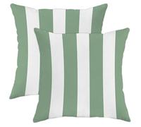Spring Outdoor Pillow Covers, Sage Green Striped Waterproof Throw Pillow Cases, Garden Farmhouse Decor Cushion Covers for Patio Tent Sofa Chair 20x20 Inch