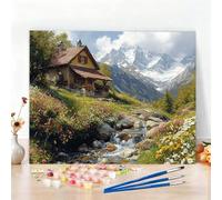 Spring Paint by Numbers for Adults Beginners, DIY Paint by Numbers Snow Mountain Easy Colored Canvas Drawing 32 x 47 Inch Oil Painting Arts and Crafts for Adults for Relax and Home Decor, Gifts W6-432
