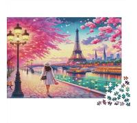Spring Path with Bicycle And Blossoms 1000 Pieces Extra-Thick Cardboard DIY Jigsaw Puzzle, Cognitive Development & Rehabilitation Puzzle, Leisure Activity, Premium Quality Puzzle 52x38cm