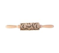 Spring Pattern Rolling Pin Flower Leaves Carved Solid Wood Embossed Cookie Rolling Pin Pastry Dough Flour Roller