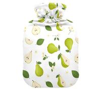 Spring Pear Flower White Pattern Hot Water Bottle with Cover for Pain Relief Bed Warmer for Sore Muscles Injuries, 1L