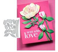 Spring Peony Bud Flower Leaf Metal Die Cuts,Birthday Bowtie Gift Box Cutting Dies Cut Stencils DIY Scrapbooking Decorative Embossing Paper Scrapbooking Card Making