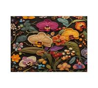 Spring Phalaenopsis Orchid Flower Jigsaw Puzzles for Adults 500 Piece, Knitting Theme Florals Wooden Puzzles, Fun Vintage Pattern Decor for Home