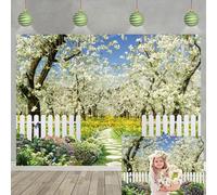 Spring Photography Backdrop Spring Natural Scenery Forest Flowers Background Easter Party Banner Wedding Baby Shower Kids Portrait Photo Booth Props (7x5FT（210x150cm）)