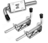 Spring Pin Lock, 2pcs Spring Loaded Bolt Lock, Stainless Steel Spring Lock, Spring Lock for Garden Door Shed Garag (Silver)