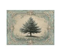 Spring Pine Tree Jigsaw Puzzles for Adults 500 Piece, Vintage Aesthetic Scenic Wooden Puzzles, Retro Plant Pattern Decorations for Home Entertainment