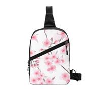 Spring Pink Cherry Foldable Sling Bag for Men Women Water Resistant Chest Bag Plum Blossom Fanny Pack Crossbody Backpack for Travel Hiking Sports