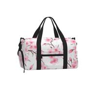 Spring Pink Cherry Gym Bag for Men Women, Plum Blossom Weekend Travel Duffle Bag with Shoe Compartment,Water-Resistant Sport Overnight Tote Dance Yoga Carry On Holdall