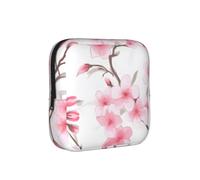 Spring Pink Cherry Sanitary Napkin Storage Bag Period Pouch, Discreet Sanitary Towel Holder Plum Blossom Portable Feminine Pad Organiser for Women, Teen Girls, Travel & School