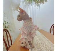 Spring pink Dress for Sphynx Cats Cotton Lace Sleeves Skirt For Hairless Cat Clothes Soft Sweet love Shirt For Kittens in Summer