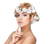 Spring Pink Floral Scottish Highland Cow,Adult's Satin Sleeping Cap - Women's Elastic Sleep Bonnet, Adjustable Overnight Hair Cover