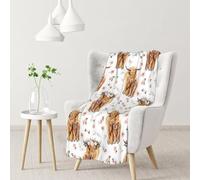 Spring Pink Floral Scottish Highland Cow,Soft Blanket Warm Anti-Pilling Flannel Plush Throw Blanket 76 X 102 cm