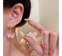 Spring Pink Flower Dangle Earrings for Women, Fairy Charms Floral Leaf Earrings Summer Holiday Pendants Earrings