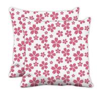 Spring Pink Flower Square Covers for Cushions, Soft Pink Cherry Blossoms Couch Throw Pillow Cover 45cm X 45cm, 18X18 Inch Cushion Case for Bedroom, Gift Men Gift Ideas, Set of 2