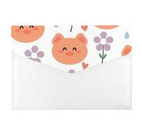Spring Pink Flowers and Pigs Plastic Wallets A4, A4 Plastic Folders, File Folder, Student Essentials for University Wallet, Expanding Files with Snap Button, Document Bag for School Office Home Travel
