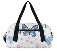 Spring Pink Flowers Kids Duffle Bag Boys Girls Small Sport Dance Gym Bag for Overnight Travel Weekender Carry On, Watercolor Colorful Butterflies, 18.5"L x 9.4"W x 7.8"H