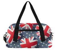 Spring Pink Flowers Kids Duffle Bag Boys Girls Small Sport Dance Gym Bag for Overnight Travel Weekender Carry On, British Flag United Kingdom UK London, 18.5"L x 9.4"W x 7.8"H