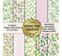 Spring Pink Lemonade Patterned Double-Sided Square Craft Paper 8.5" x 8.5": Decorative Specialty Paper for Scrapbooks, Junk Journals, Origami, Cardmaking