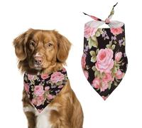 Spring Pink Rose Dog Bandanas Triangle Holiday Pet Neck Scarf Soft Adjustable Bib Handkerchief Accessories Washable Durable Fabric for Pet Puppy Cats Large Dog