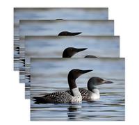 Spring Place Mats Set 30x45cm*4 Loon Birds Decorative Summer Decor Placemats Rectangle Spring Table Mats for Party Home Kitchen Dining Table Decoration