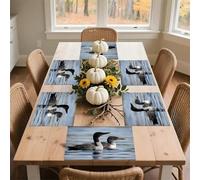 Spring Place Mats Set 30x45cm*6 Loon Birds Decorative Summer Decor Placemats Rectangle Spring Table Mats for Party Home Kitchen Dining Table Decoration