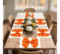 Spring Place Mats Set 30x45cm*6 Orange Bow Decorative Summer Decor Placemats Rectangle Spring Table Mats for Party Home Kitchen Dining Table Decoration