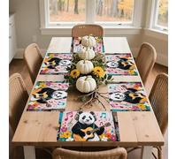Spring Place Mats Set 30x45cm*6 Street Graffiti Art Decorative Summer Decor Placemats Rectangle Spring Table Mats for Party Home Kitchen Dining Table Decoration
