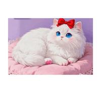 Spring Place Mats Set 30x45cm Blue-Eyed Cat Decorative Summer Decor Placemats Rectangle Spring Table Mats for Party Home Kitchen Dining Table Decoration