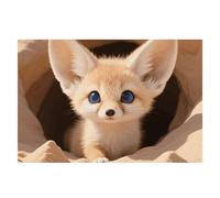 Spring Place Mats Set 30x45cm Fennec Fox Cub in Den Decorative Summer Decor Placemats Rectangle Spring Table Mats for Party Home Kitchen Dining Table Decoration