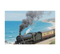 Spring Place Mats Set 30x45cm Steam Train by The Sea Decorative Summer Decor Placemats Rectangle Spring Table Mats for Party Home Kitchen Dining Table Decoration