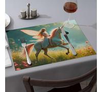 Spring Placemats A Fairy Rides A Majestic Unicorn Through A Flower-Filled Meadow Dining Place Mats Modern Farmhouse Decor Washable Placemats(1PCS)