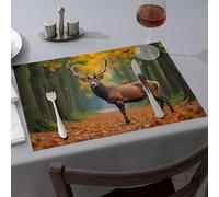 Spring Placemats A Majestic Stag Stands In An Autumn Forest Dining Place Mats Kitchen And Dining Tablecloth(1PCS)