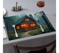 Spring Placemats Cozy Cabin In The Woods: A Serene Retreat Dining Place Mats Easter Table Decorations Table Cloth(6PCS)