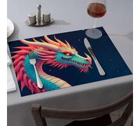 Spring Placemats Dragon In The Starry Night Dining Place Mats Easter Table Decorations Table Cloth(6PCS)