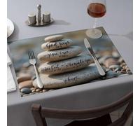 Spring Placemats God'S Message On Stones: Overcoming Adversity Dining Place Mats Blue Placemats Rustic Home Decor(4PCS)