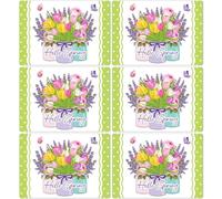 Spring Placemats Set of 6 Easter Plastic Table Mats Tulip Place Mats Washable Vinyl Flower Vase Decoration for Indoor Outdoor Party Kitchen Dining