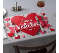 Spring Placemats Valentine'S Day Love Celebration Dining Place Mats Easter Table Decorations Table Cloth(6PCS)