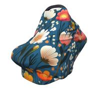 Spring Plant Nursing Cover 360° Full Coverage Colorful Flower Stretch Scarf for Breastfeeding and Car Seat Cover Fit for Most Pushchairs and Prams