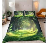 Spring Plantation Morning Light Double Duvet Cover Set Natural Plants Bedding Double Bed Set 3D Print Soft Comfort Microfiber Quilt Cover 200x200 cm with Zipper Closure and 2 Pillowcases j.1107