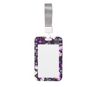 Spring Plum Floral Print Badge Holder with Breakaway Lanyard,Work Name Tag Breakaway Lanyard Id Card Protector Case