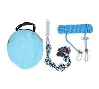 Spring Pole Dog Rope Toy 49.2ft | Interactive Tug Toy for Small/Medium/Large Dogs | Safe Muscle Builder with Shock Absorber Action | Long - lasting Cotton Rope & Stainless (Blue)