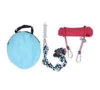 Spring Pole Dog Rope Toy 49.2ft | Interactive Tug Toy for Small/Medium/Large Dogs | Safe Muscle Builder with Shock Absorber Action | Long - lasting Cotton Rope & Stainless (Red)