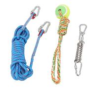 Spring Pole Dog Rope Toy Interactive Bungee Tug Outdoor Toy for Medium Large Dogs 16.4ft Cotton Rope, Stainless Steel Spring
