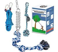 Spring Pole Dog Rope Toys: Dog Rope Pull & Tug of War Toy with a Big Spring Pole Kit & 2 Strong Dog Rope Toys & 16ft Rope - Muscle Builder Interactive Dog Toy for Pitbull Medium to Large Dog