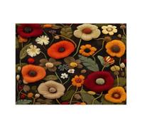Spring Poppy Flower Jigsaw Puzzles for Adults 500 Piece, Knitting Theme Florals Wooden Printed Puzzles, Fun Vintage Pattern Decor for Home