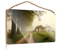 Spring Porch Sign A Peaceful Rural Scene With A Dirt Road Leading To A Farmhouse On A Foggy Morning Wooded Sign Outdoor Signs And Decor Playroom Decor(15X28CM)