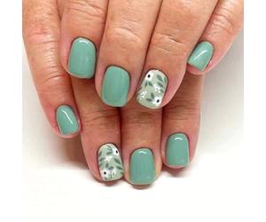 Spring Press on Nails Short Square Fake Nails with White Flowers Green Leaf Designs Glue on Nails Green Full Cover False Nails Glossy Artificial Stick on Nails for Women 24 Pcs