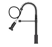 Spring Pull Out Kitchen Mixer Tap, 360° Swivel Spring Kitchen Sink Taps with Pull Out Spray, Cold and Hot Mixer Tap, 1 Hole Single Lever High Arc Faucet with UK Standard Matte Black